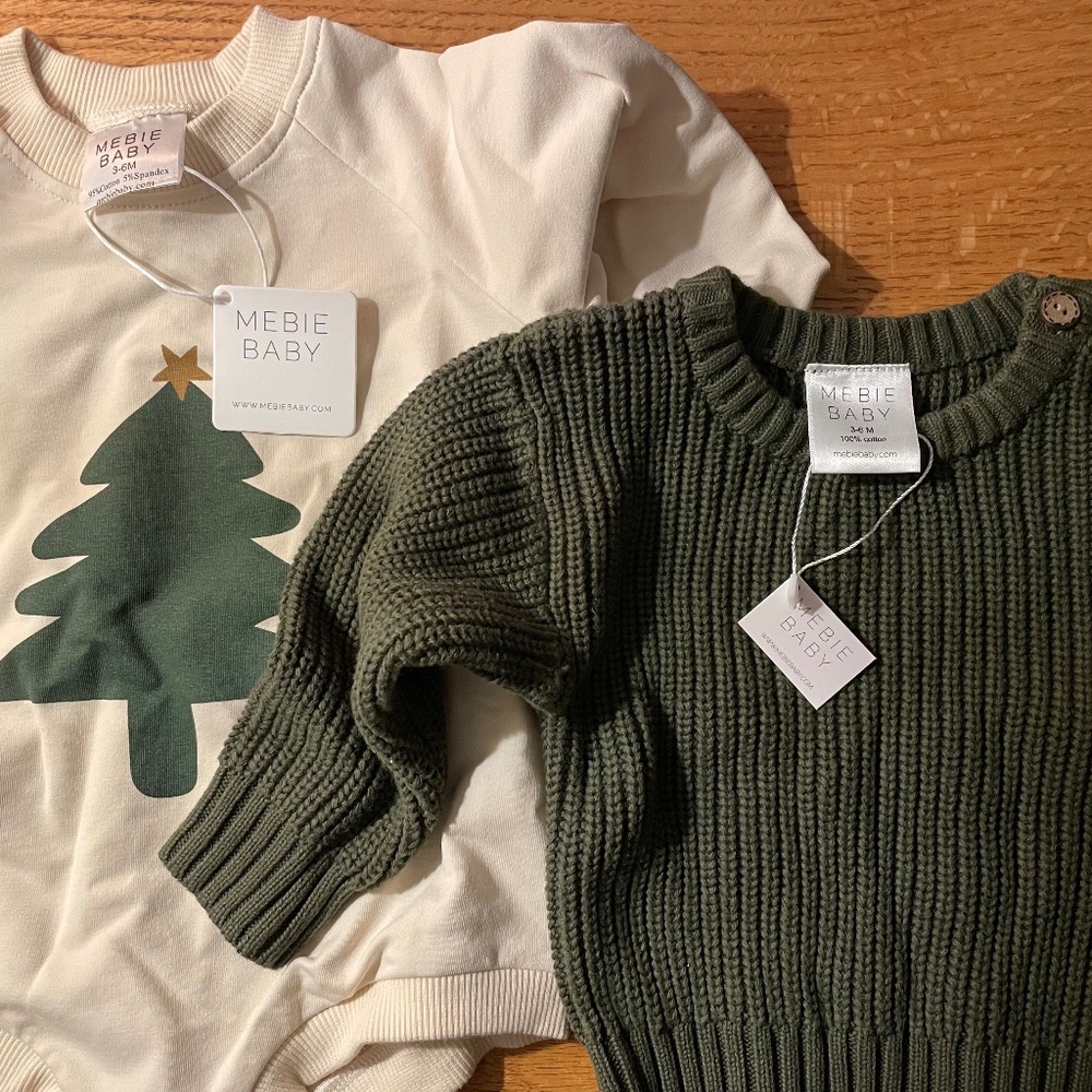 Mebie Baby Holiday Romper and Knit Sweater 3-6 months